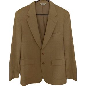 Vintage Pure Wool Men Sport Coat Blazeer 42L Beige The Statesman Bruce Hulme USA